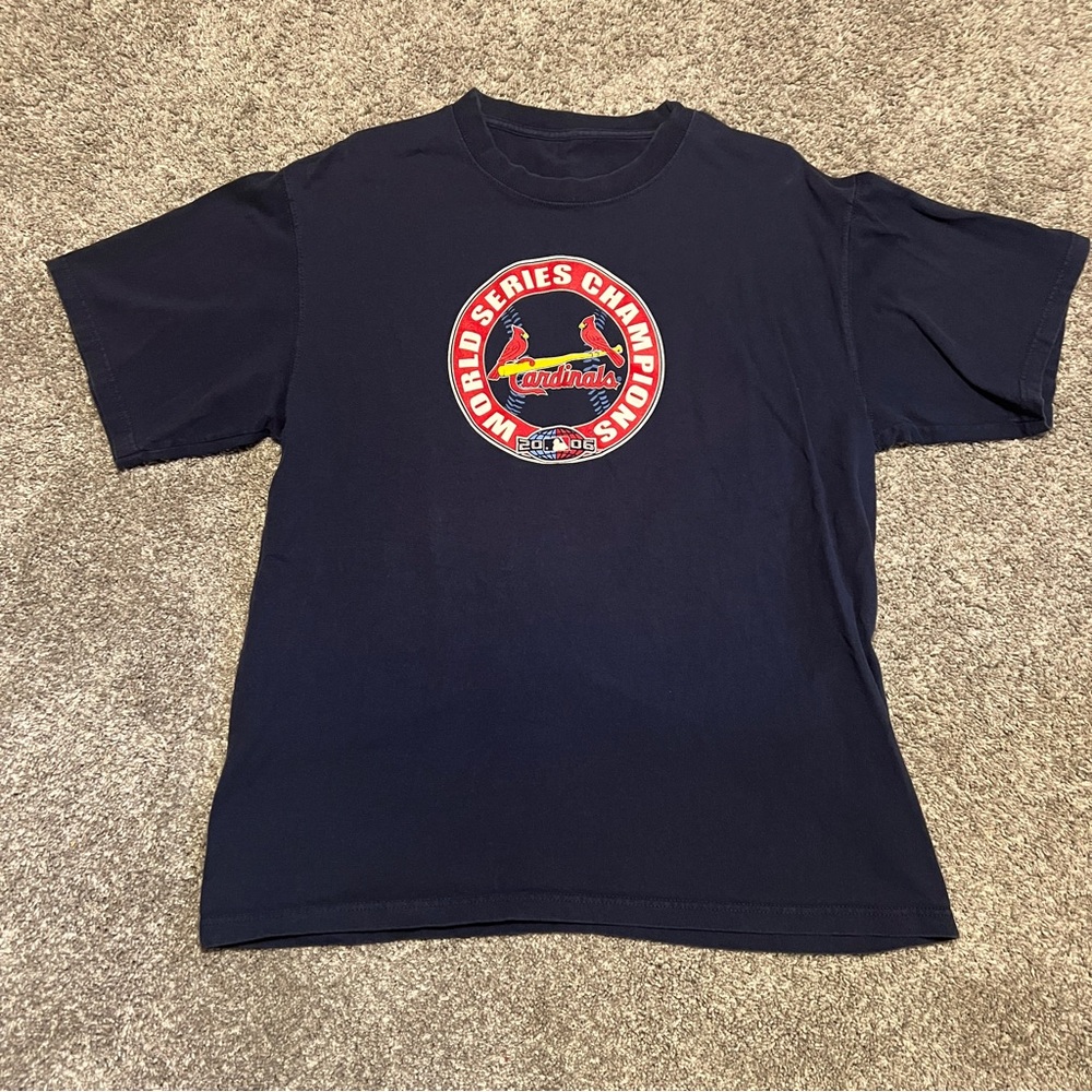 Vintage St. Louis Cardinals World Series Champions 2006 Navy Blue MLB Tee Large